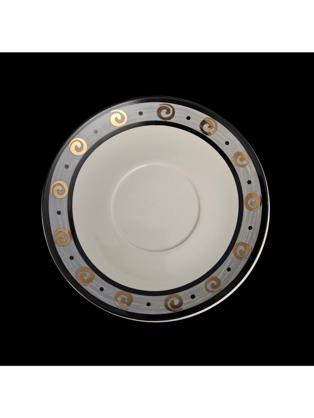 California Pantry Classic Ceramics Saucer Plate Gray Gold Swirl Dinnerware